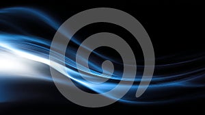 Soft abstract blue light waves with glowing white center and smooth motion blur on dark background