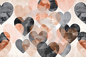 Soft, abstract heart shapes in muted tones, creating a cute and minimalist background photo
