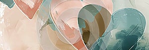 Soft, abstract heart shapes in muted tones, creating a cute and minimalist background photo