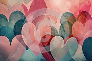 Soft, abstract heart shapes in muted tones, creating a cute and minimalist background photo