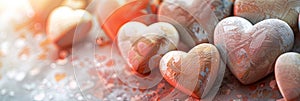 Soft, abstract heart shapes in muted tones, creating a cute and minimalist background photo