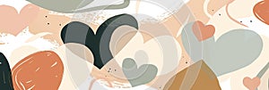 Soft, abstract heart shapes in muted tones, creating a cute and minimalist background photo