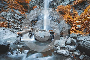 Soft autumn landscape view of Maral Waterfall