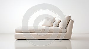 Soft Beige Chaise With Pillow In The Style Of Russell Dongjun Lu