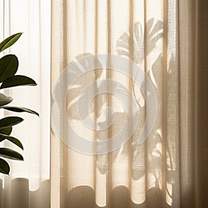 Soft beige curtains with diffused light