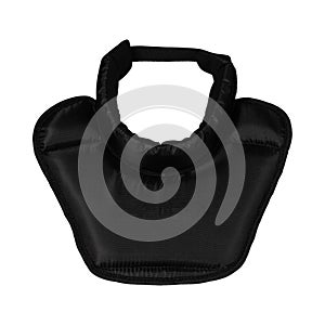 Soft black protective pad for hockey sports protection on white background