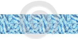 Soft blu water puddle border pattern. Fresh organic wet pool drop edging trim background. Swirl ombre blue degrade blur