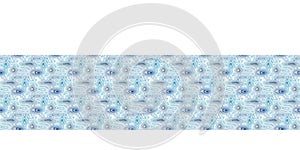 Soft blu water puddle border pattern. Fresh organic wet pool drop edging trim background. Swirl ombre blue degrade blur