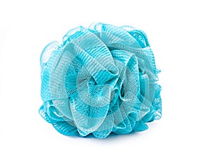 Soft blue bath puff or sponge