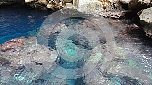 Soft blue clear solt water in the grotto