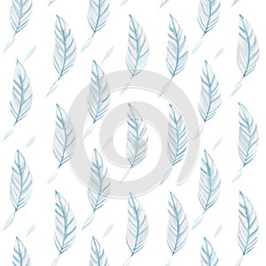 Soft Blue Feathers Gentle Floating Pattern, vector design Generative AI