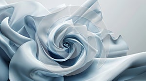 Soft Blue Satin Fabric Swirl in 3D Illustration. Generative Ai
