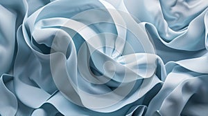 Soft Blue Satin Fabric Swirl in 3D Illustration. Generative Ai