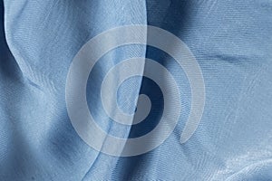 Soft Blue Stretch Fabric Polyester and Elastane Macro.