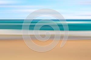 Soft blue tropical ocean sea wave. Vacation travel concept. Motion blur