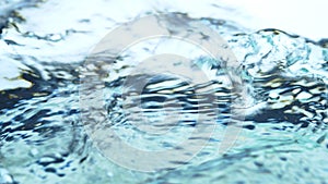 Soft blur focus of Abstract water splash surface filling the frame with the water drop and waving liquid with an air bubble