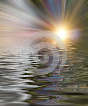 Soft and blurred colorful surface of water rippled reflection an