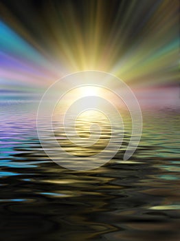 Soft and blurred colorful surface of water rippled reflection an