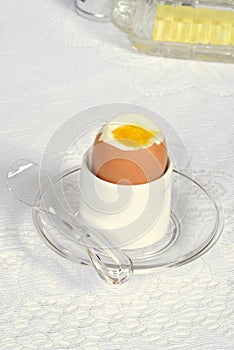 Soft boiled egg in holder