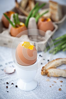 Soft Boiled Eggs for Breakfast with Asparagus