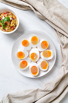 Soft Boiled Eggs Spicy Salad