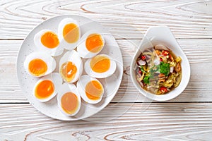 Soft Boiled Eggs Spicy Salad