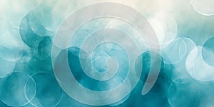 Soft bokeh effect with overlapping circles creating a tranquil and dreamy teal gradient background