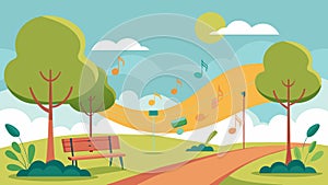 The soft breeze carrying the sweet notes of the orchestras strings throughout the park.. Vector illustration. photo