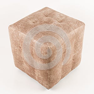 Soft brown pouf on a white background