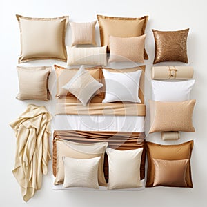 Soft Brown And Yellow Pillows And Blankets - Shimmering Metallics Bedding Set