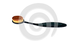 Soft brush for makeup isolated on a white background. A cosmetic tool for applying a tonal base, cream.