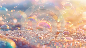 Soft bubbles float lazily through the blurred landscape with hints of glittering treasures adorning the sandy seabed