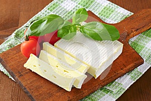 Soft cheese with thin white rind photo