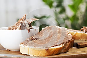 soft chocolate butter and white bread