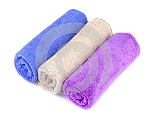 Soft clean towel on white background