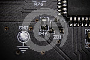 Soft close up for ground test point next to microcontroller