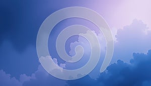 Soft clouds in gradient sky create serene atmosphere, evoking calmness and tranquility