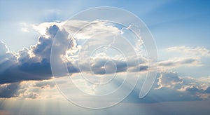 Soft Cloudy Sky Background with Sunlight and Blue Sky