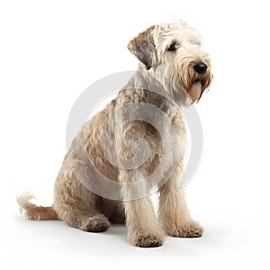 Soft Coated Wheaten Terrier breed dog isolated on a clean white background