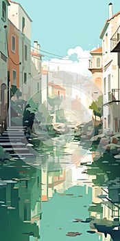 Soft Color Palette Pond In Split, Croatia: An Artistic Interpretation photo