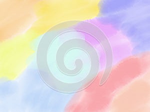 Soft-color vintage pastel abstract watercolor background with colored shades of blue, purple, red, pink, green, yellow color