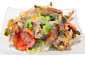 Soft crab fried salad