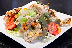 Soft crab fried salad