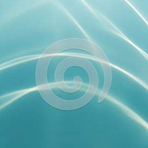 Soft, curved light patterns create an abstract design against a light turquoise background. The