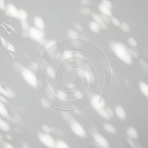 Soft dappled light creates abstract patterns on a smooth, light gray surface. The