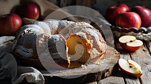 Soft and delectable sponge cake or chiffon cake with fresh apples