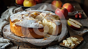 Soft and delectable sponge cake or chiffon cake with fresh apples