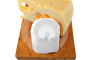 Soft delicacy cheeses on board