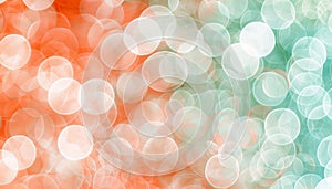 Soft delicate bokeh background in coral pink, seafoam green, and pearl white colors photo
