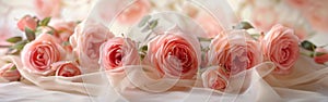 Soft and Delicate: Pink Roses on a Clean White Background